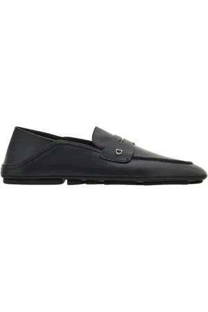 Salvatore Ferragamo Schoenen, Heren, Zwart, 41 1/2 EU, Zwarte leren instapper met Gancini-detail