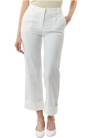 Silvian Heach Broeken, Dames, Wit, XS, Katoen, Broek met omslag