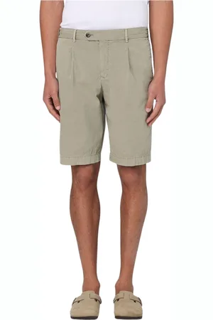 PT Torino Korte broeken, Heren, Groen, XL, Katoen, Blauwe Geplooide Katoenen Shorts