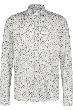 State of art Overhemden, Heren, Wit, 2Xl, Katoen, Print Twill Overhemd Lange Mouw