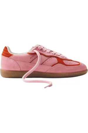 ALOHAS Schoenen, Dames, Roze, 39 EU, Leer, Roze Leren Sneakers Retro Stijl