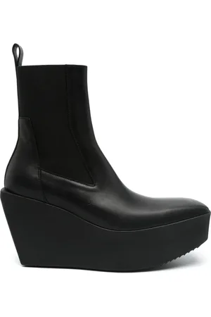 Rick Owens Schoenen, Dames, Zwart, 43 EU, Zwarte Elastische Zijkant Vierkante Neus Schoenen
