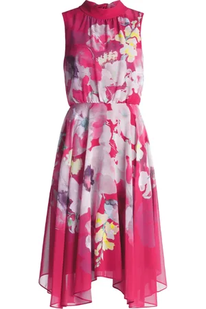 Vera Mont Kleedjes, Dames, Veelkleurig, XL, Chiffon, Bloemen Chiffon Jurk