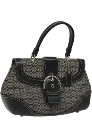 Coach Pre-owned, Dames, Zwart, ONE Size, Leer, Tweedehands Canvas handtassen