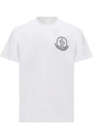 Moncler Tops, Heren, Wit, XL, Katoen, Witte katoenen jersey T-shirts en polo