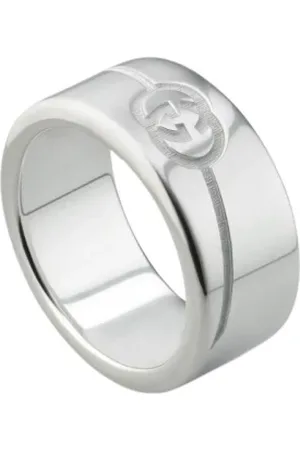 Gucci Accessoires, Dames, Grijs, 53 MM, Zilveren Interlocking Ring