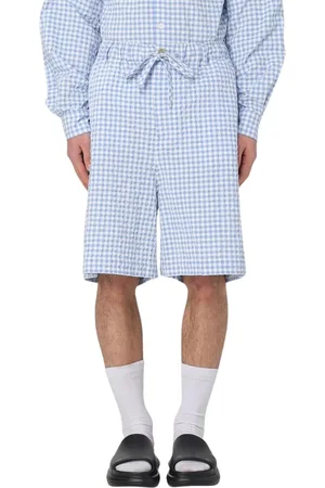 Marni Korte broeken, Heren, Blauw, S, Katoen, Stijlvolle Geruite Geweven Shorts
