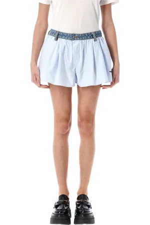 Alexander Wang Korte broeken, Dames, Blauw, XL, Denim, Denim Band Oxford Boxer Shorts