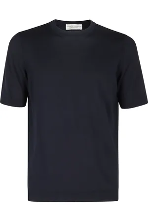 FILIPPO DE LAURENTIIS Tops, Heren, Blauw, XL, Katoen, Katoenen Straight Fit T-shirt
