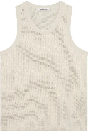 WALES BONNER Tops, Heren, Wit, XL, Katoen, Ivoor Geribbelde Tanktop met Logo