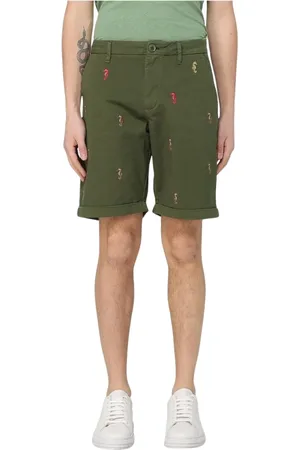sun68 Korte broeken, Heren, Groen, W34, Geborduurde Seahorse Shorts