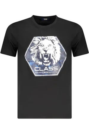 Roberto Cavalli Tops, Heren, Zwart, M, Katoen, Zwarte Katoenen Heren T-Shirt