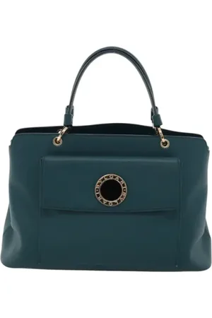 Bvlgari Pre-owned, Dames, Blauw, ONE Size, Leer, Tweedehands leren handtassen