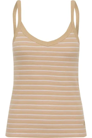 Karen by Simonsen Tops, Dames, , 2Xl, Katoen, Gestreepte Tanktop met Dunne Bandjes