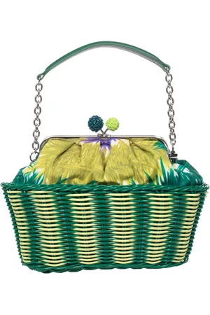 Max Mara Tassen, Dames, Groen, ONE Size, Katoen, Bedrukte katoenen crossbody tas met afneembare bandjes