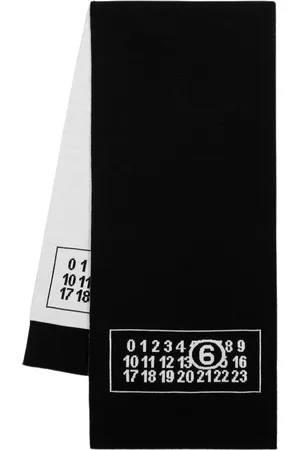 Maison Margiela Accessoires, unisex, Zwart, ONE Size, Wol, Wollige sjaal met jacquard