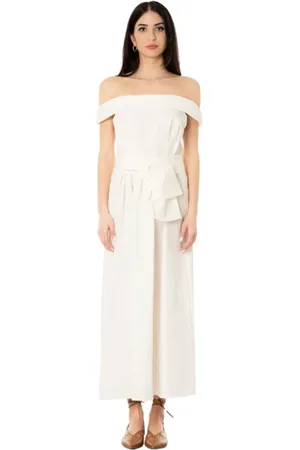 Max Mara Kleedjes, Dames, Wit, M, Katoen, Witte Katoenen Jurk met Boothals