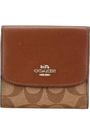 Coach Pre-owned, Dames, Bruin, ONE Size, Leer, Pre-owned Canvas wallets