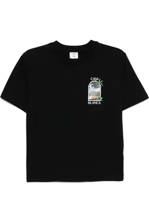 Casablanca Tops, Dames, Zwart, S, Katoen, LA Nights Crewneck T-Shirt Zwart