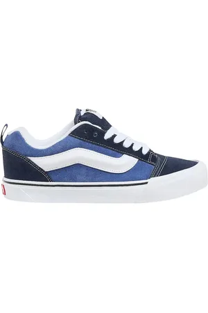 Vans Schoenen, unisex, Blauw, 42 1/2 EU, Leer, Blauw Wit Lage Profiel Sneakers