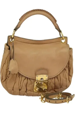 Miu Miu Pre-owned, Dames, , ONE Size, Leer, Tweedehands leren handtassen