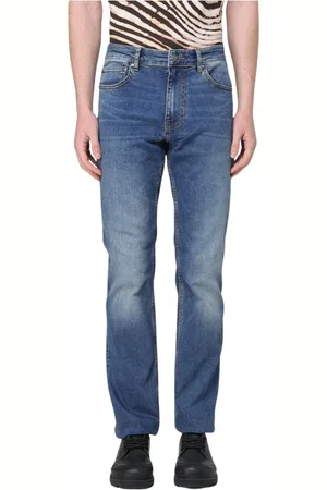 Roberto Cavalli Jeans, Heren, Blauw, W31, Leer, Slim Fit Getailleerde Blauwe Broek