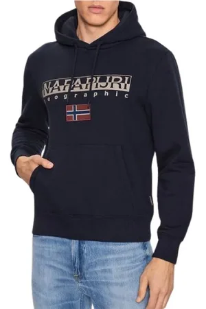 Napapijri Sweatshirts & Hoodies, Heren, Blauw, M, Stijlvolle Heren Hoodie