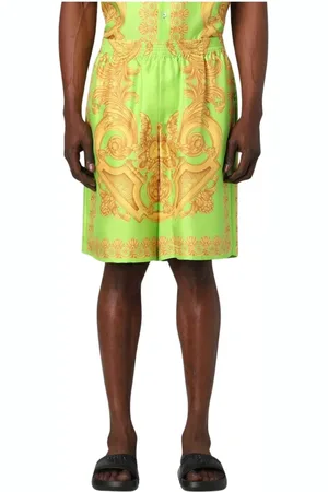 VERSACE Korte broeken, Heren, Veelkleurig, L, Luxe Barok Print Zijden Shorts