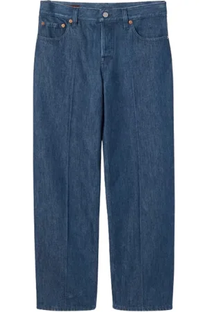 Gucci Jeans, Dames, Blauw, W26, Katoen, Donkerblauw Gewassen Straight Fit Jeans