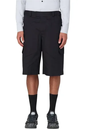 GR10K Korte broeken, Heren, Zwart, L, Nylon, Multi Pocket Cargo Shorts met Relaxte Pasvorm