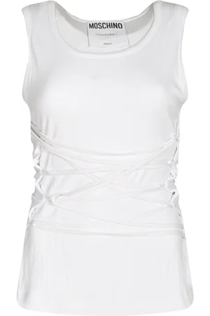 Moschino Tops, Dames, Wit, L, Stijlvolle Sweaters Collectie