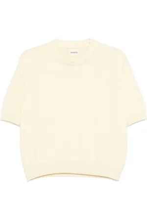 Khaite Truien, Dames, Geel, M, Kasjmier, Gele Crew Neck Sweater