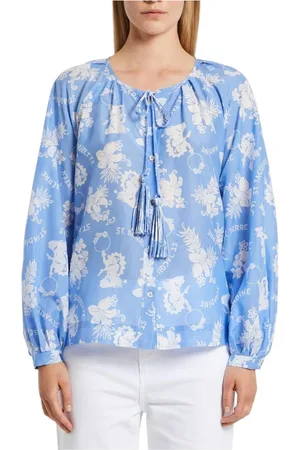 MARELLA Blouses & Shirts, Dames, Blauw, M, Katoen, Celeste Lange Mouwen Shirt