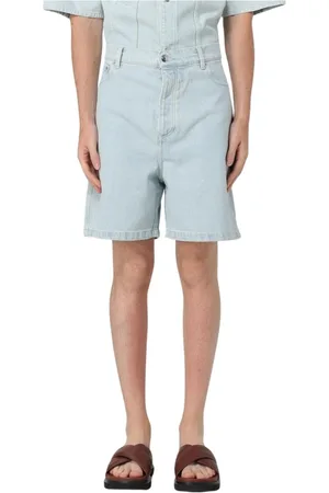Nanushka Korte broeken, Heren, Blauw, W32, Denim, Lichtgewassen relaxte denim shorts
