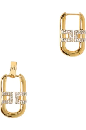 Elisabetta Franchi Accessoires, Dames, Geel, ONE Size, Kristal Hoepel Oorbellen