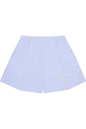 Givenchy Korte broeken, Dames, Blauw, S, Geborduurde Logo Shorts