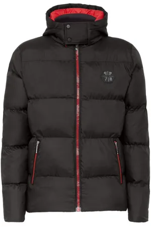 Philipp Plein Jassen, Heren, Zwart, L, Nylon, Iconische gewatteerde jas zwart