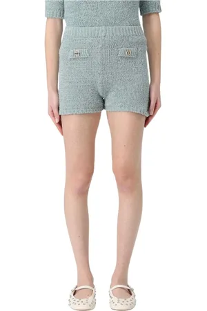 Twin-Set Korte broeken, Dames, Blauw, M, Zwarte Gebreide Shorts