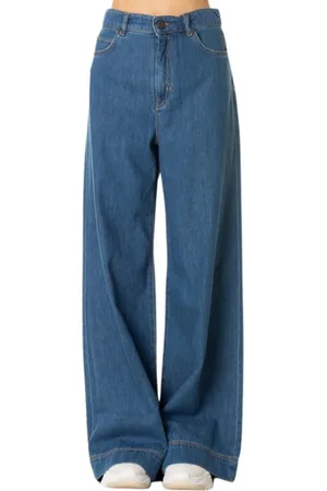 Max Mara Jeans, Dames, Blauw, S, Katoen, Wijde Jeans - Medium Indigo