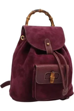 Gucci Pre-owned, Dames, Paars, ONE Size, Suède, Pre-owned Suede backpacks