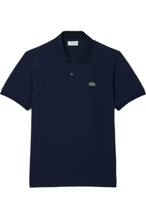 Lacoste Tops, Heren, Blauw, S, Katoen, Geribbelde Kraag Shirt Iberis
