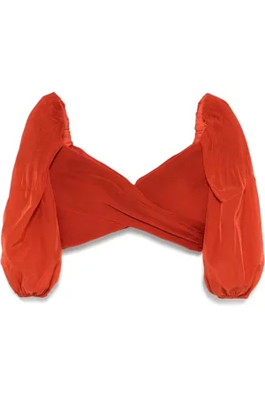 ZIMMERMANN Blouses & Shirts, Dames, Rood, M, Rode Geplooide Top met Gedrapeerde Details