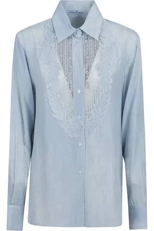 ERMANNO SCERVINO Blouses & Shirts, Dames, Blauw, S, Blauwe Shirt voor Vrouwen Elegante Stijl