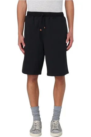 Brunello Cucinelli Korte broeken, Heren, Zwart, S, Katoen, Casual Comfortabele Grijze Sweatshorts