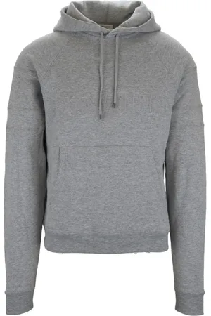 Saint Laurent Sweatshirts & Hoodies, Heren, Grijs, M, Katoen, Hoodie met geborduurd logo