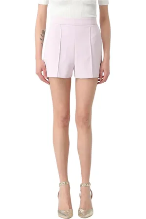 Elisabetta Franchi Korte broeken, Dames, Roze, M, Zwarte Crepe Elegante Shorts