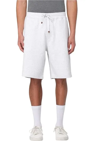 Brunello Cucinelli Korte broeken, Heren, Grijs, 2Xl, Katoen, Grijze Sweatshorts met Koord