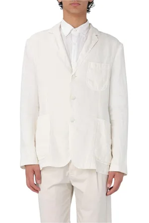 Aspesi Jassen, Heren, Wit, L, Linnen, Witte Linnen Blazer Klassieke Pasvorm