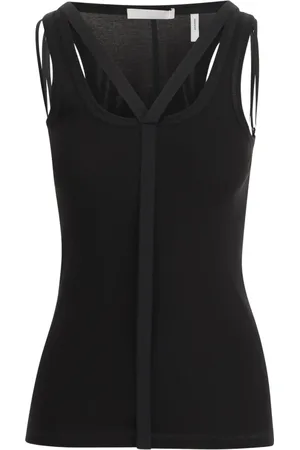 Helmut Lang Tops, Dames, Zwart, XS, Katoen, Zwarte tanktop met boothals