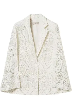 Twin-Set Jassen, Dames, Wit, M, Katoen, Kanten Blazer 